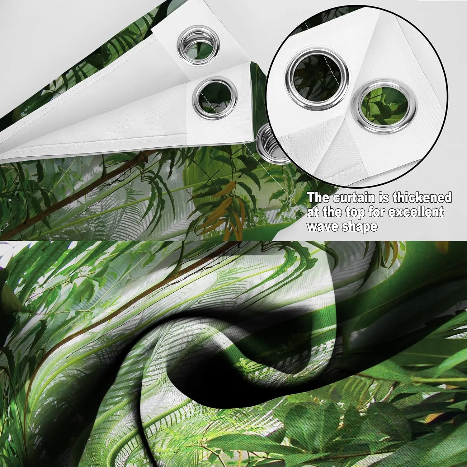 Tropical Rainforest Plant Leave Blackout Curtains Green Plants Nature Decor Spring Summer Darkening Window Treatments for Home Bedroom Living Room Grommet Window Drapes 2 Panels, 42x63 Inch