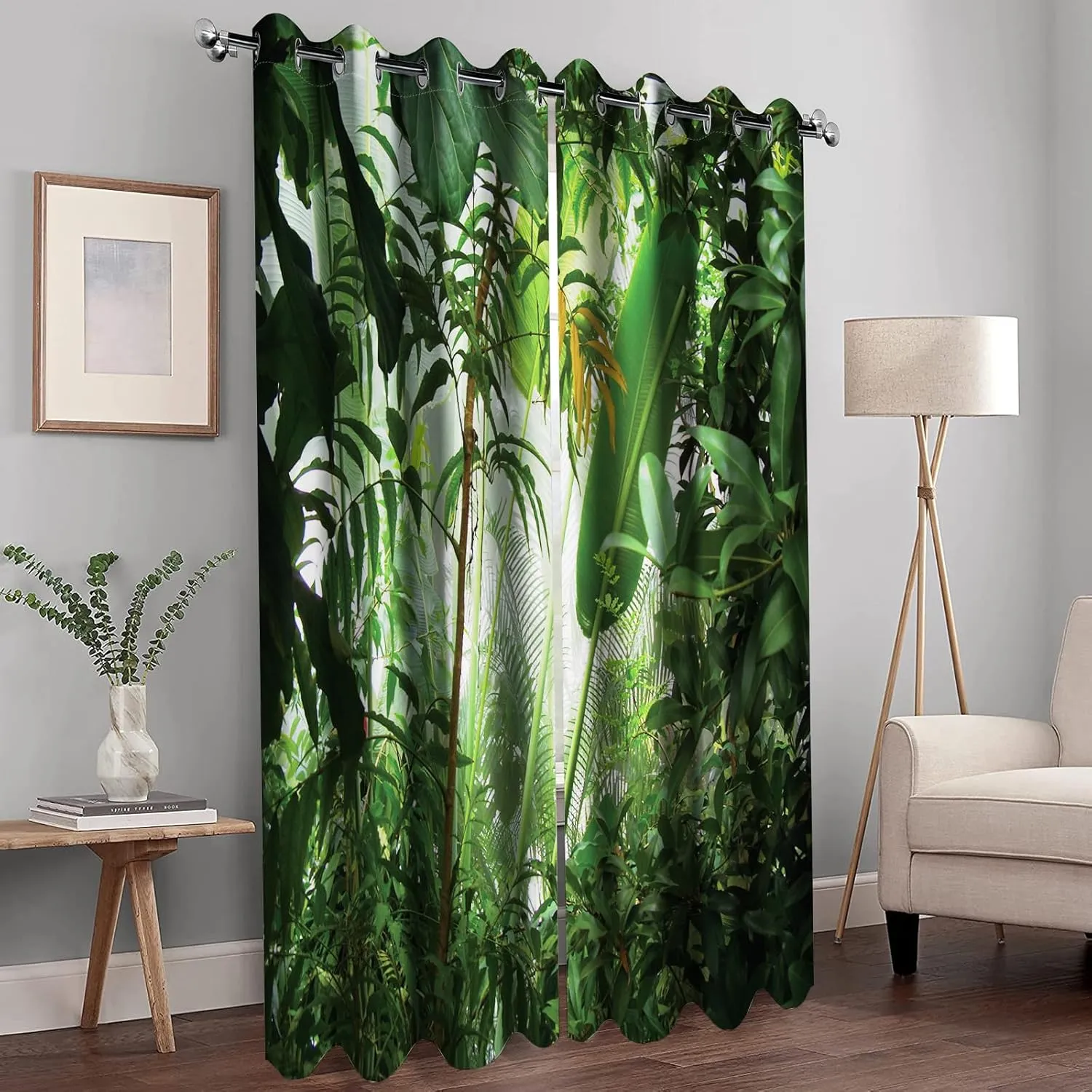 Tropical Rainforest Plant Leave Blackout Curtains Green Plants Nature Decor Spring Summer Darkening Window Treatments for Home Bedroom Living Room Grommet Window Drapes 2 Panels, 42x63 Inch
