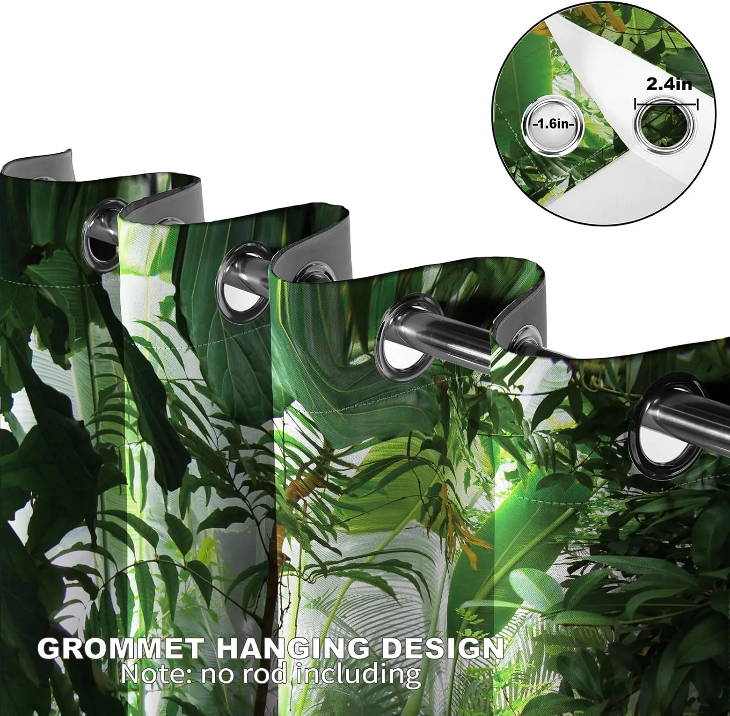 Tropical Rainforest Plant Leave Blackout Curtains Green Plants Nature Decor Spring Summer Darkening Window Treatments for Home Bedroom Living Room Grommet Window Drapes 2 Panels, 42x63 Inch