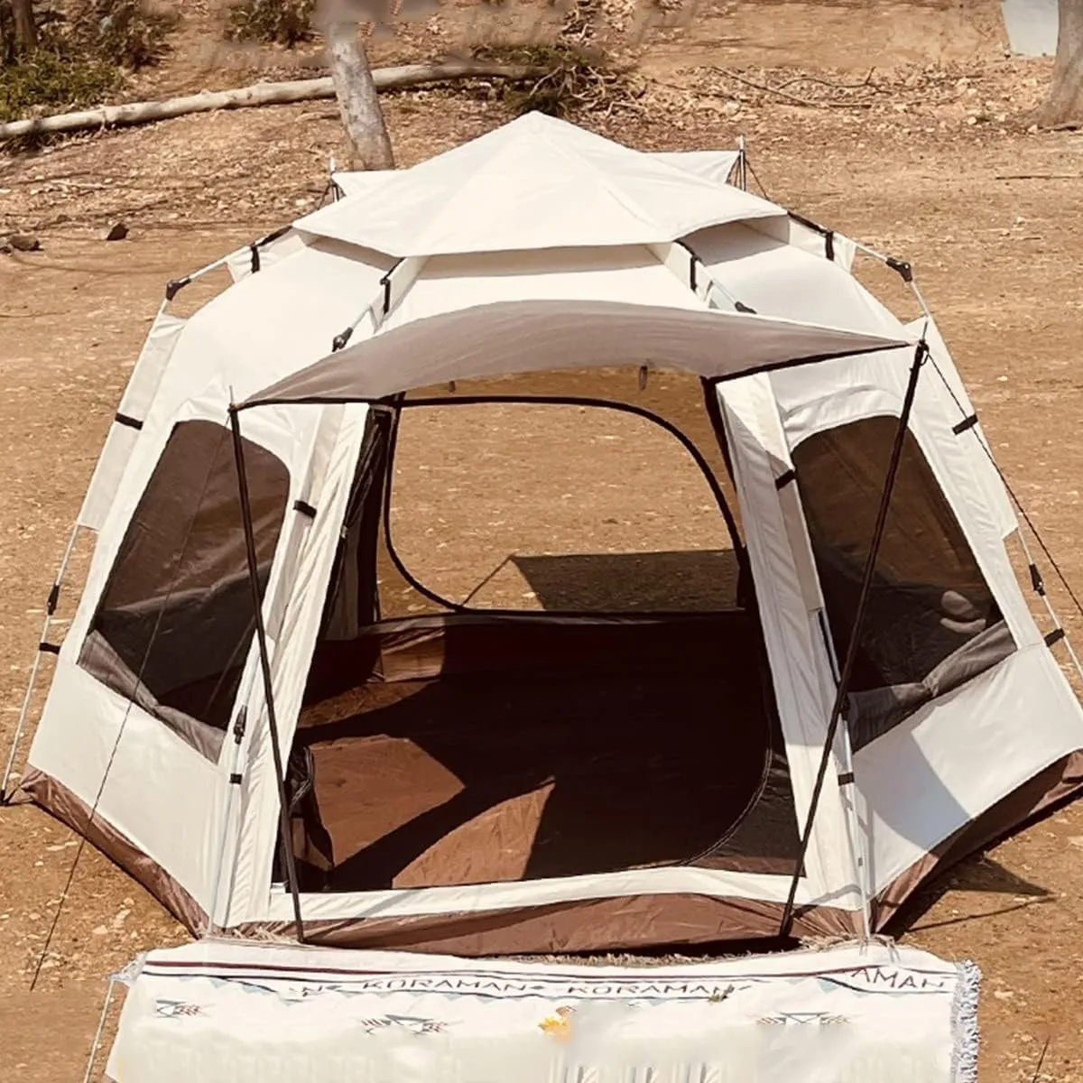 TXTC Tents for Camping 3/4 Person Pop Up Tent Beach Tent Sun Shelter,Camping Tents 4 Man Portable Backpacking Tent,Waterproof,Advanced Ventilation, Festival Essential (Color : White)