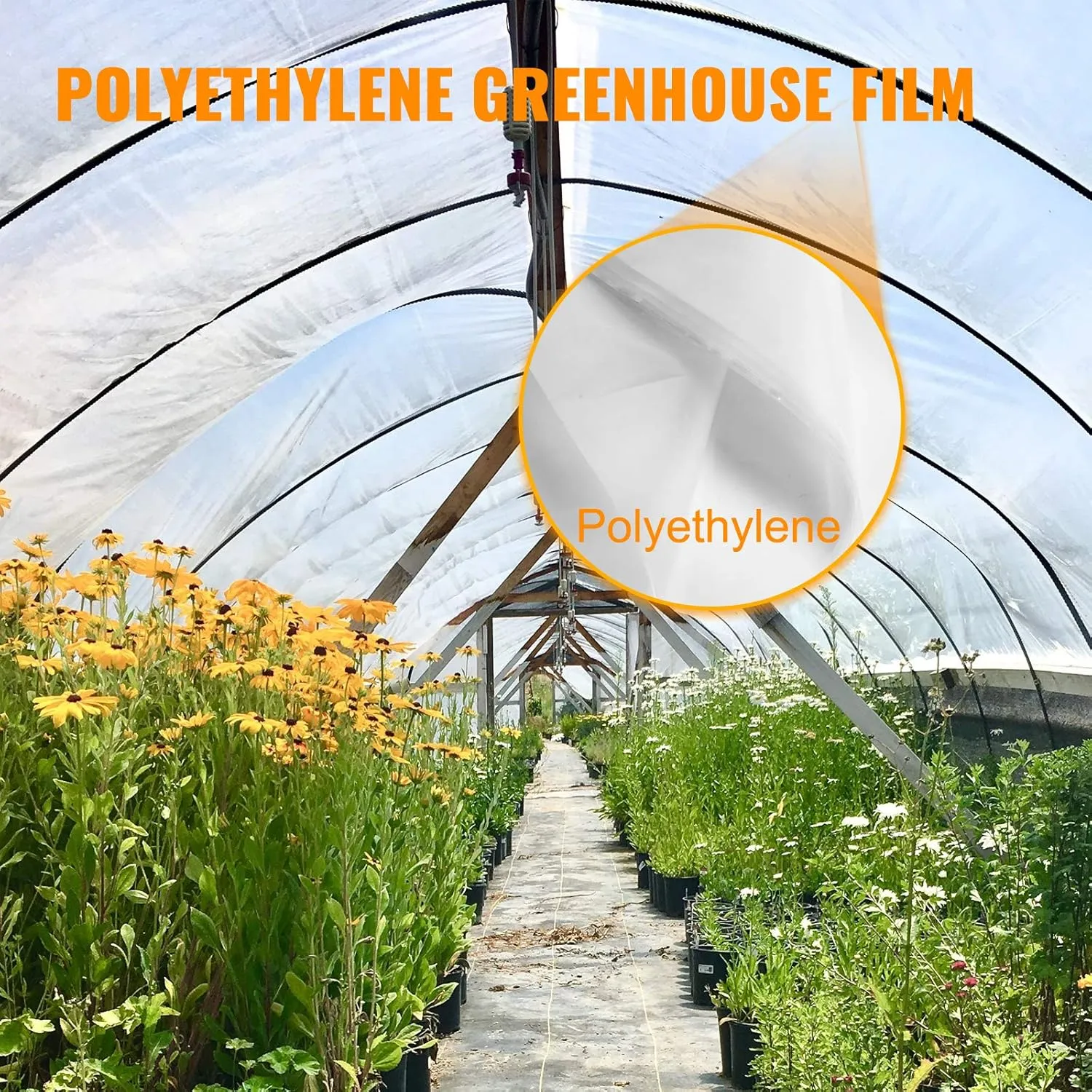 VEVOR Greenhouse Plastic Sheeting 20 x 100 ft, 6 Mil Thickness UV Resistant Clear Polyethylene Film, Hoop Green House Cover for Farms, Agriculture, Garden