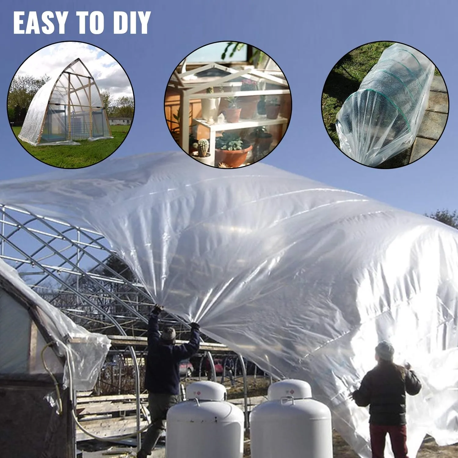 VEVOR Greenhouse Plastic Sheeting 20 x 100 ft, 6 Mil Thickness UV Resistant Clear Polyethylene Film, Hoop Green House Cover for Farms, Agriculture, Garden