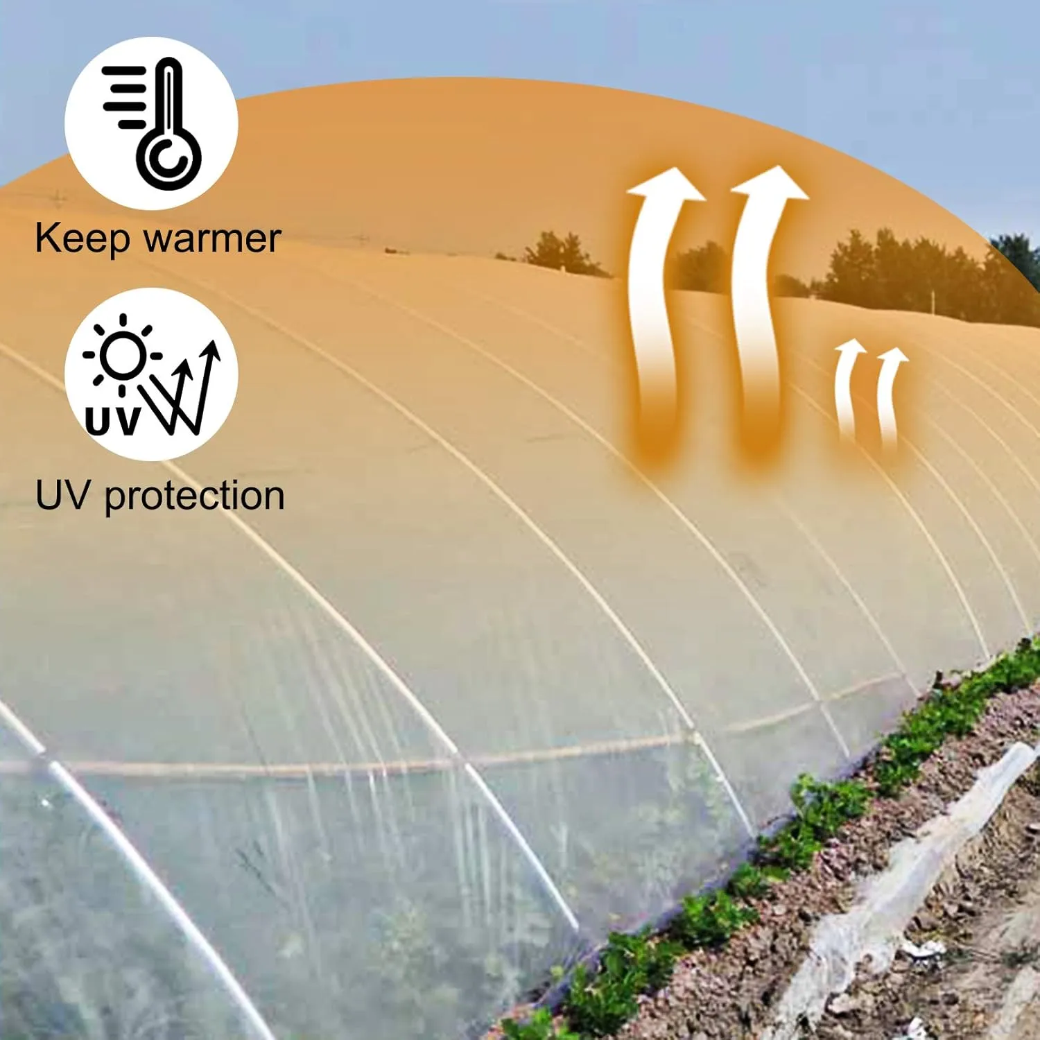 VEVOR Greenhouse Plastic Sheeting 20 x 100 ft, 6 Mil Thickness UV Resistant Clear Polyethylene Film, Hoop Green House Cover for Farms, Agriculture, Garden