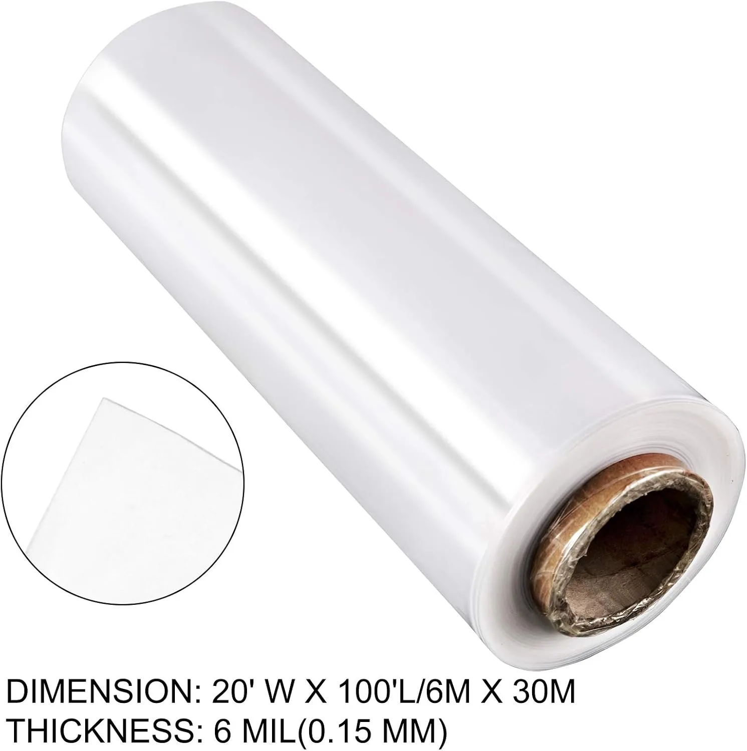 VEVOR Greenhouse Plastic Sheeting 20 x 100 ft, 6 Mil Thickness UV Resistant Clear Polyethylene Film, Hoop Green House Cover for Farms, Agriculture, Garden