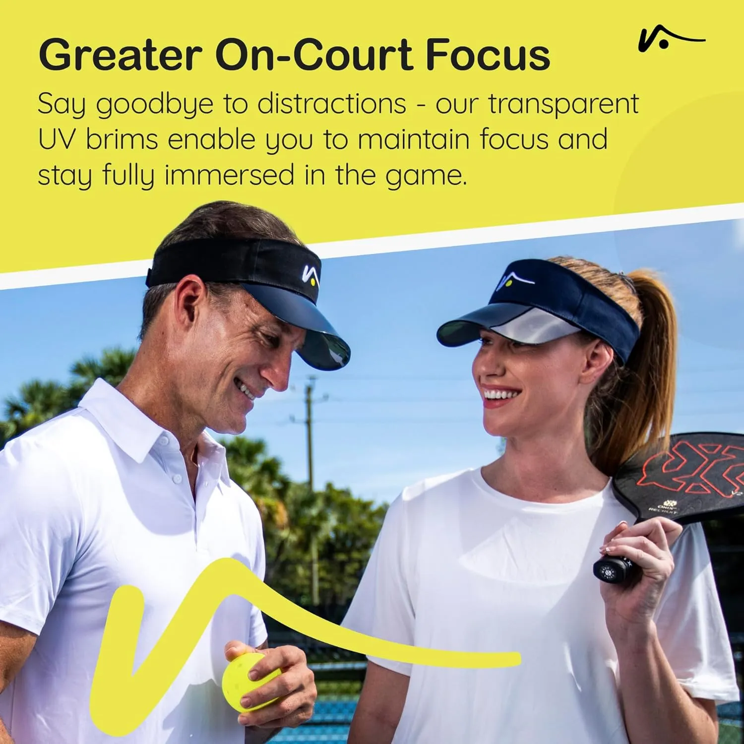 VISTO Sports Visor with See-Through Brim – No-Glare UV Sun Protection – 100% Chino Cotton – Adjustable Velcro Strap