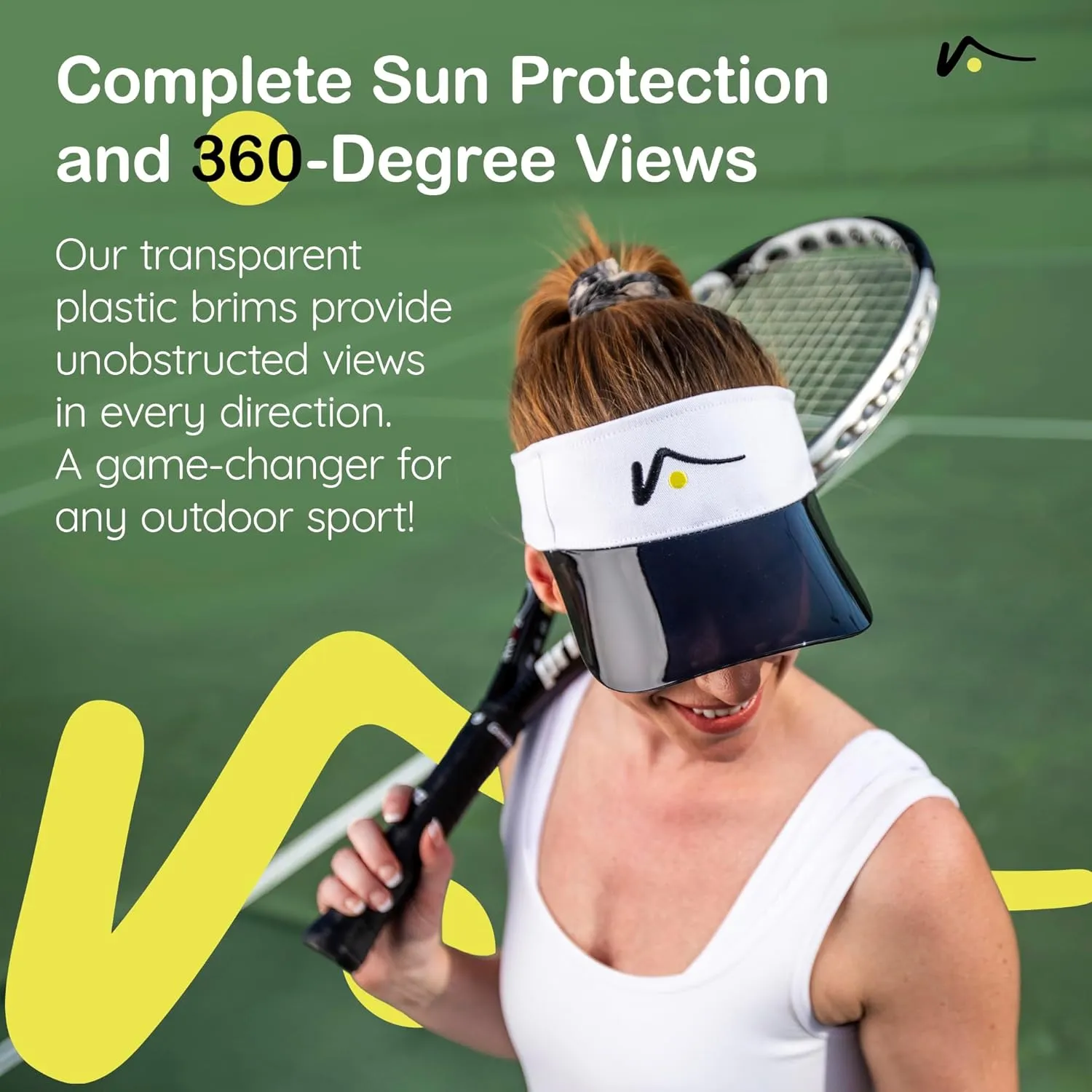 VISTO Sports Visor with See-Through Brim – No-Glare UV Sun Protection – 100% Chino Cotton – Adjustable Velcro Strap