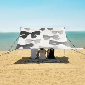 Wash Painting Bows Pattern Beach Canopy Tent Anti-UV & Wind Resistant, Camping Sun Shelter Easy Setup Portable,Outdoor Shade Tents with Sandbags,Sand Shovels,Ground Pegs & Stability Poles
