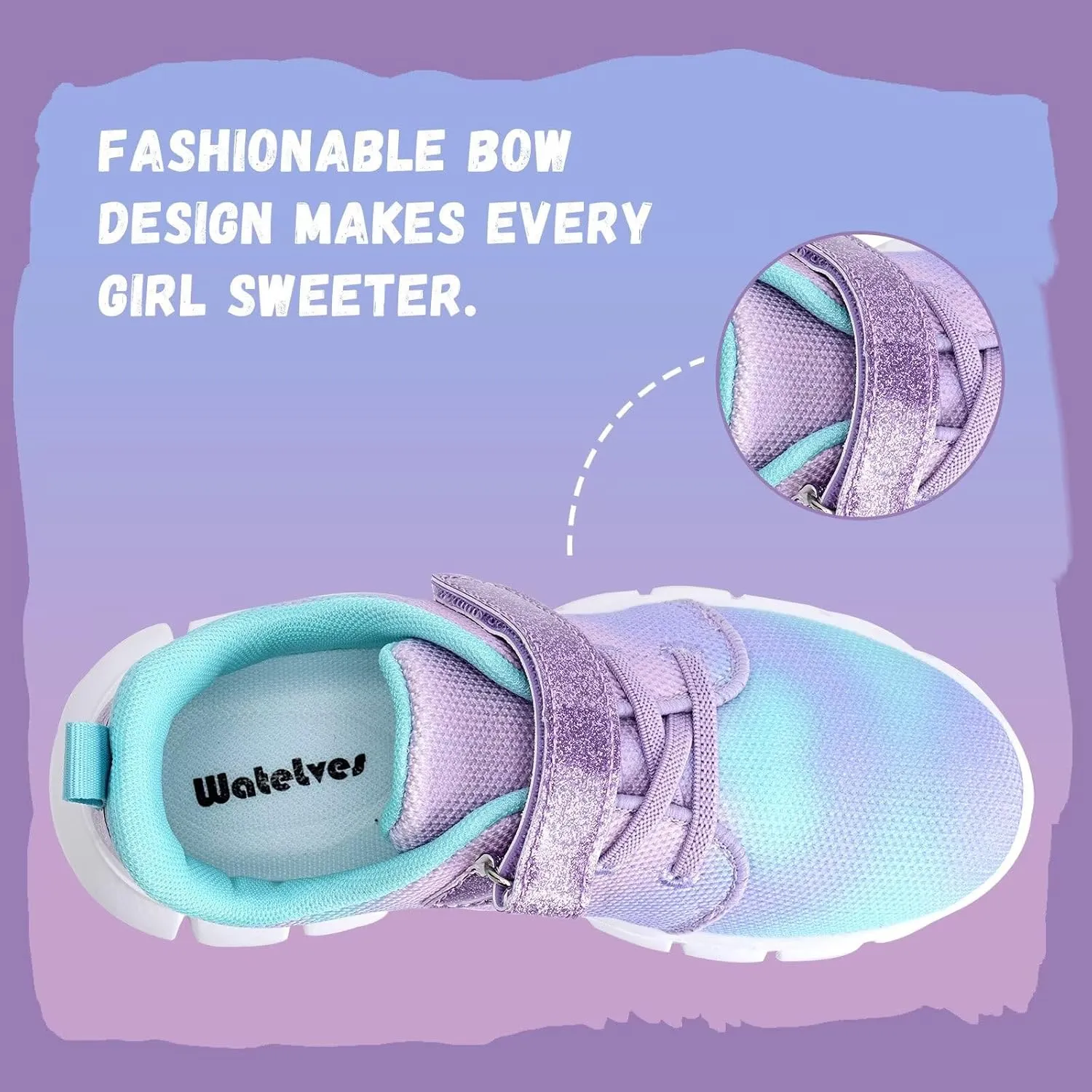 WateLves Girls Sneakers Lightweight Walking Shoes Comfortable Running Tennis Shoes for Toddler Little Kid/Big Kid