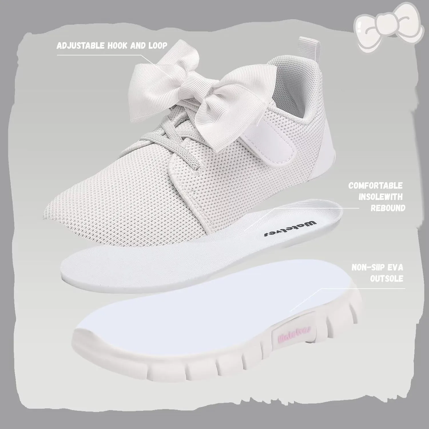 WateLves Girls Sneakers Lightweight Walking Shoes Comfortable Running Tennis Shoes for Toddler Little Kid/Big Kid