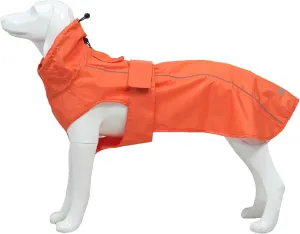 Waterproof Dog Raincoat with Reflective Strip, Adjustable Breathable Rain Coat Jacket with Leash Hole for Dogs (Orange, XX-Large)