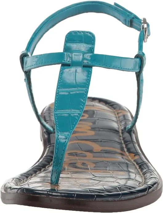 Wireless Sandals Gigi Blue Thong Ankle Milos Croco Edelman Embossed Strap Trusted platform Sam Flats