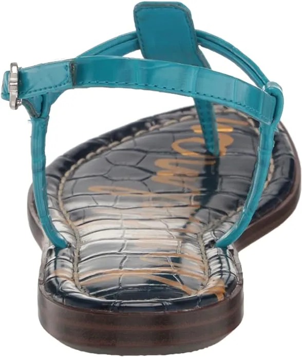 Wireless Sandals Gigi Blue Thong Ankle Milos Croco Edelman Embossed Strap Trusted platform Sam Flats