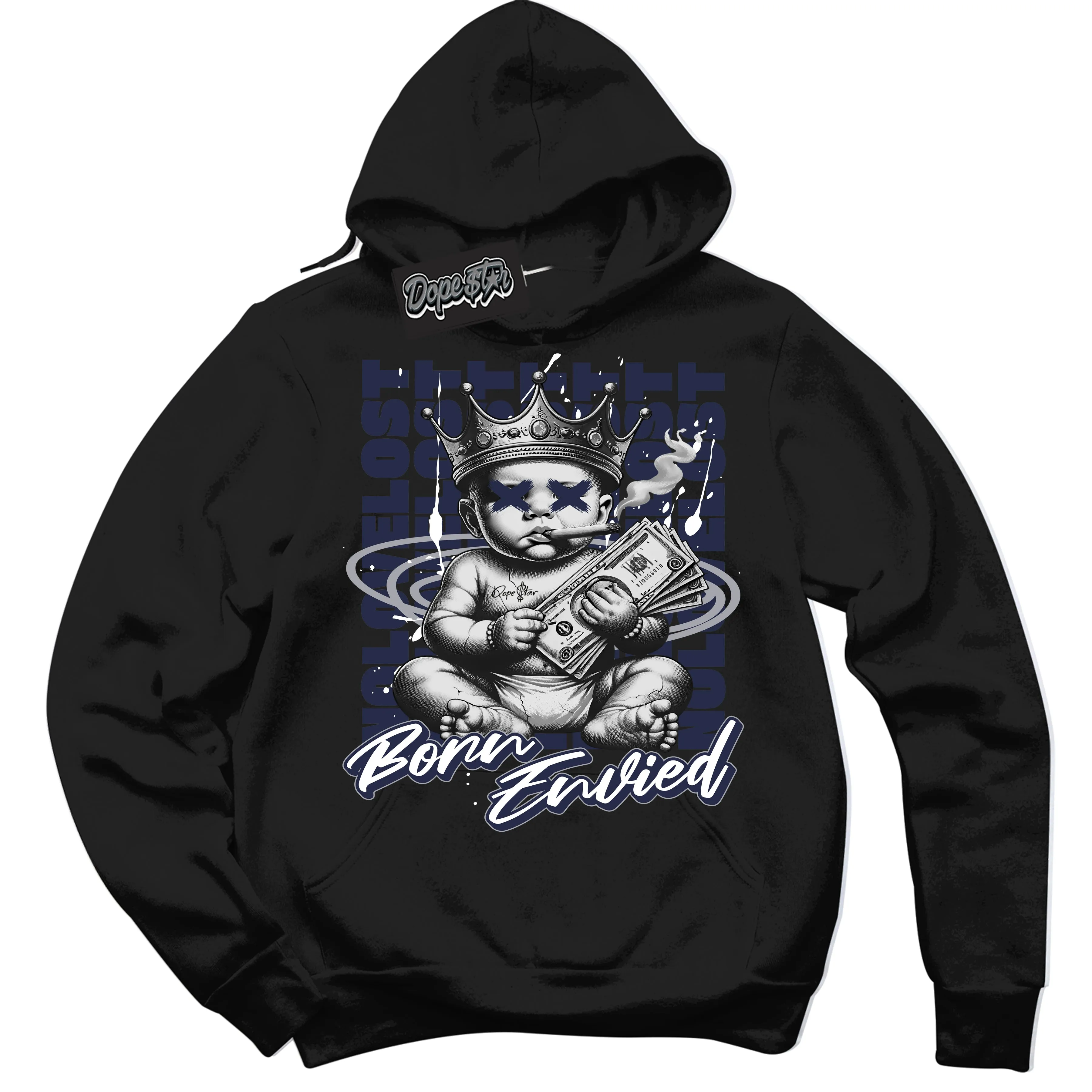 Wolf Grey Midnight Navy 1s Sneaker Hoodie Born Envied Graphic