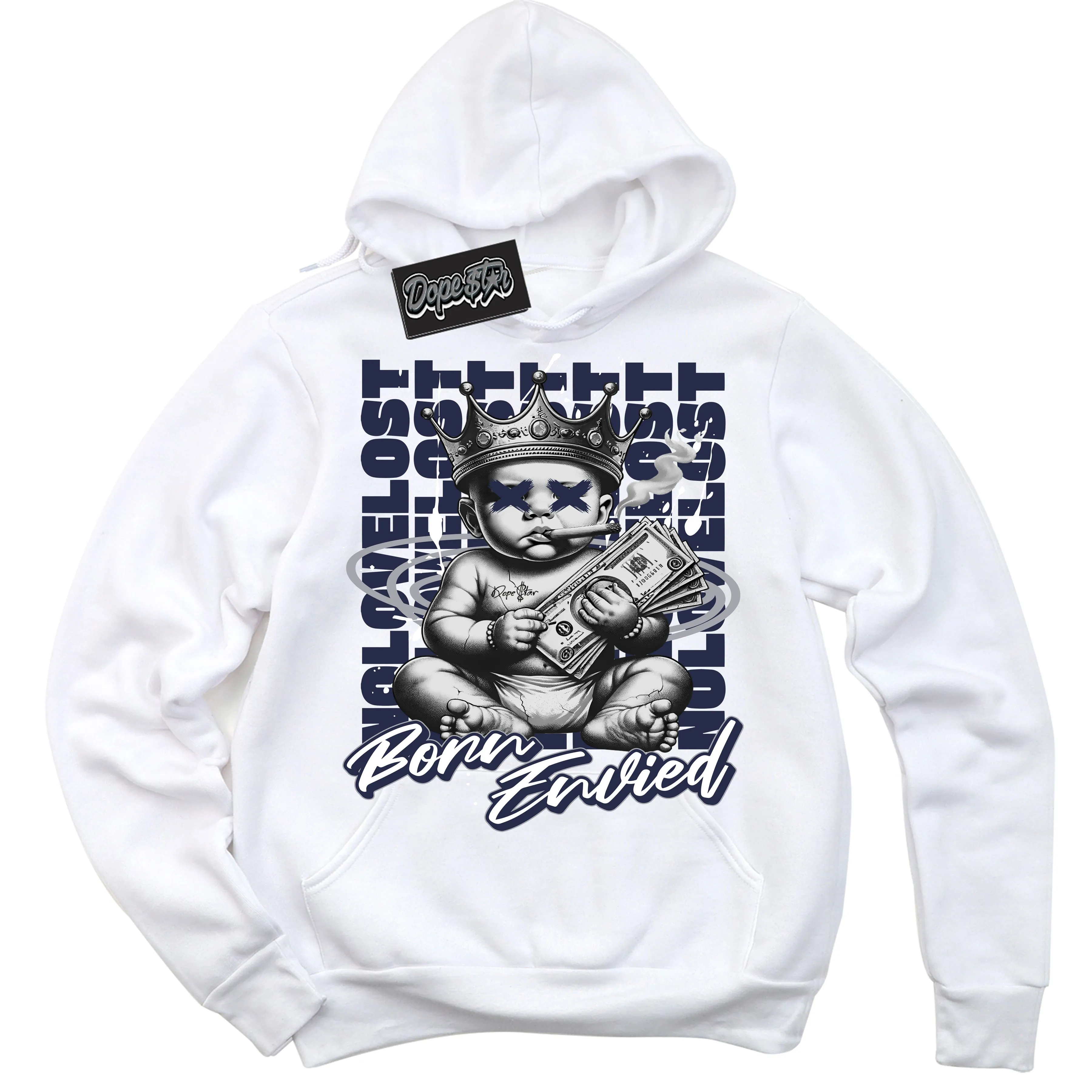 Wolf Grey Midnight Navy 1s Sneaker Hoodie Born Envied Graphic