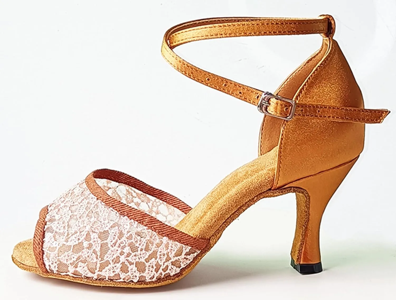 Woman Dance Shoes Peep Toe Mesh Professional Dancing Heels Ankle Strap Evening Sandals X509