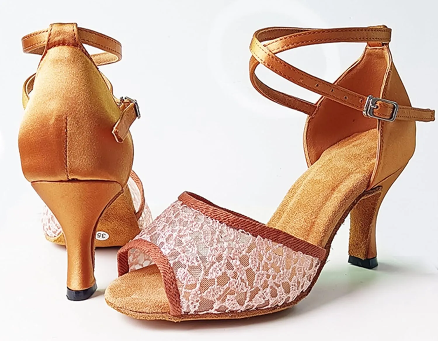 Woman Dance Shoes Peep Toe Mesh Professional Dancing Heels Ankle Strap Evening Sandals X509