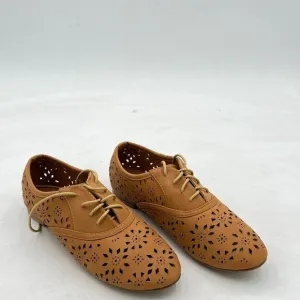 Women's Flat Shoe Wingtip Lace Up Faux Nubuck Oxford