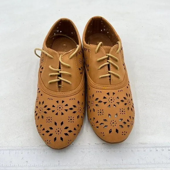 Women's Flat Shoe Wingtip Lace Up Faux Nubuck Oxford