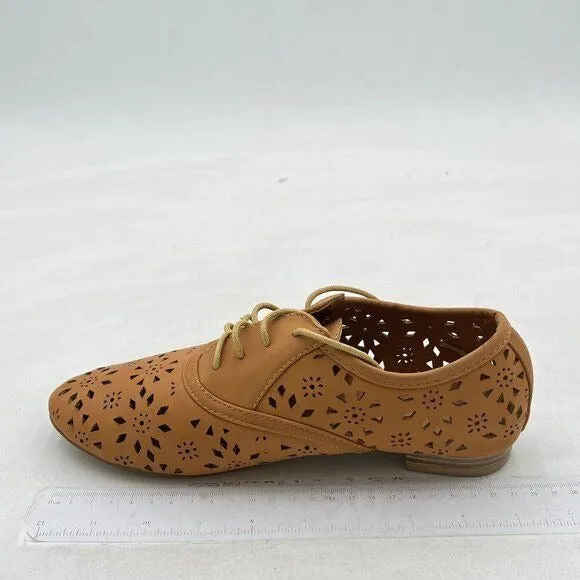 Women's Flat Shoe Wingtip Lace Up Faux Nubuck Oxford