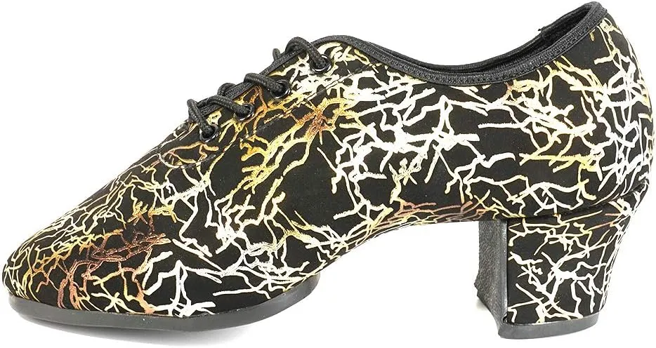 Women's lace-up Latin Dance Shoes Ballroom Modern Jazz Dance Practice Performance Shoes with Closed Toes,Model NJB