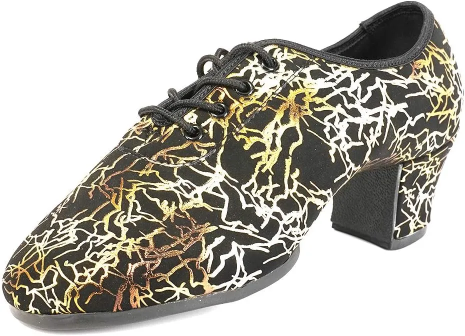 Women's lace-up Latin Dance Shoes Ballroom Modern Jazz Dance Practice Performance Shoes with Closed Toes,Model NJB