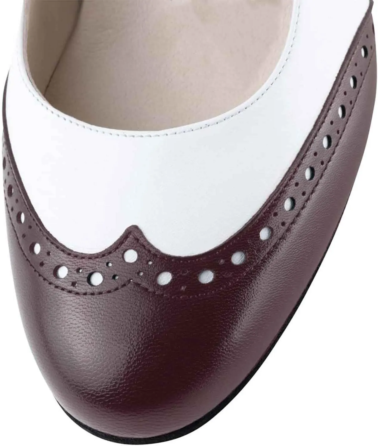 Women's Mary Jane Kitten Heel Two Tone Splicing Wingtip Pumps Closed Round Toe 1.8 Inch Chunky Heel with Ankle Strap Oxford Style Party Office Lady Dress Pumps Shoe