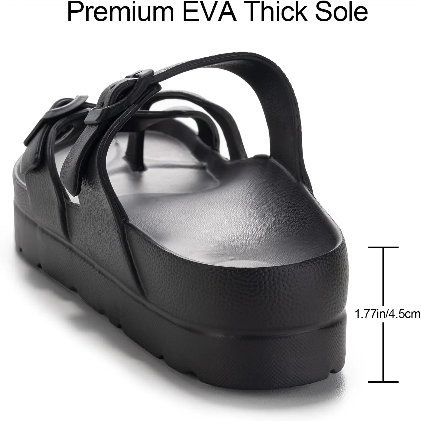 Women's Platform Sandals with Arch Support, Comfort Slides Adjustable Slip On Flat Sandals for Summer Ultra Cushion & Thick Soles