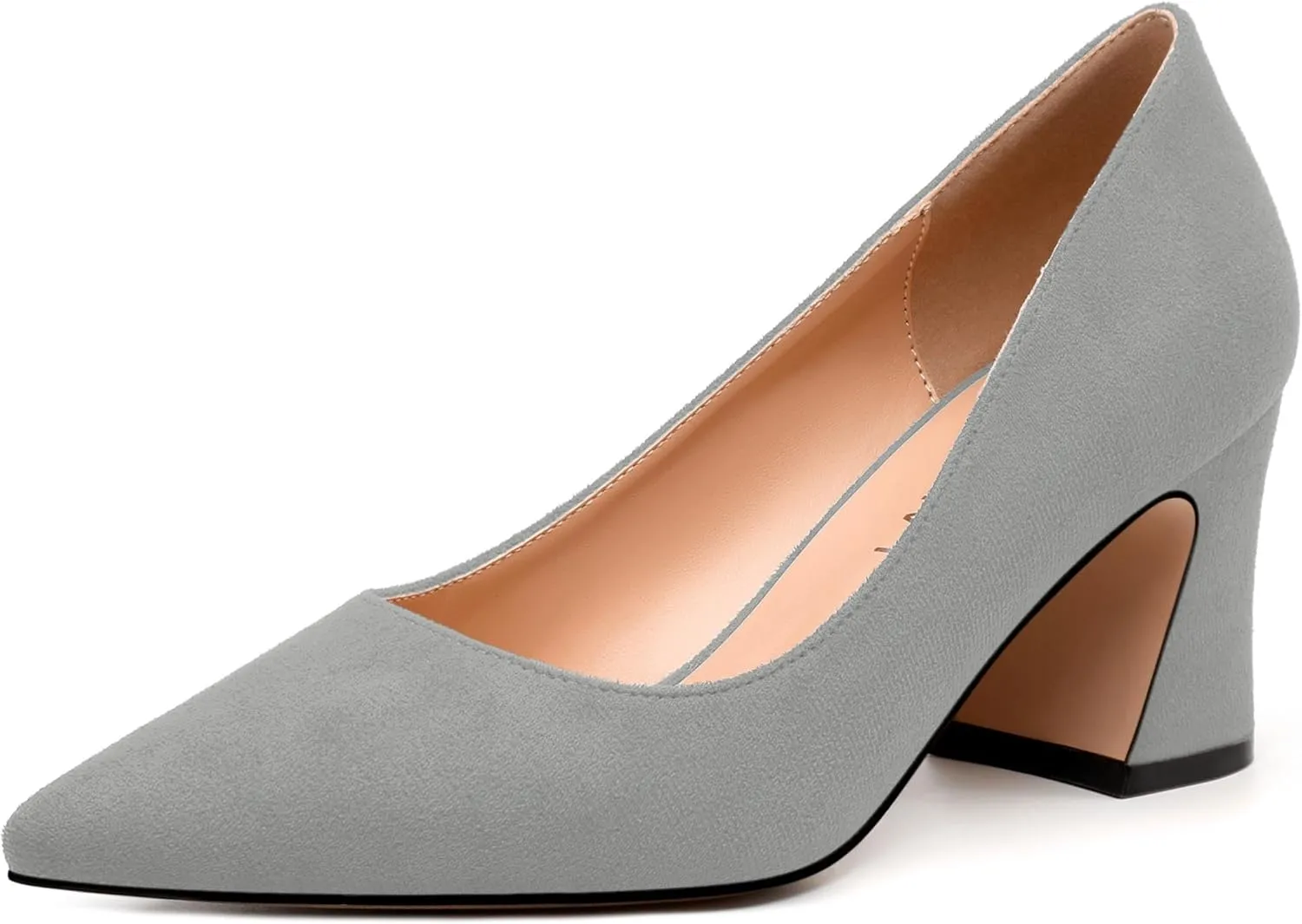 Women's Pointed Toe Mid Heel Pumps Slip On Fashion Closed Toe High Heel Shoes for Women