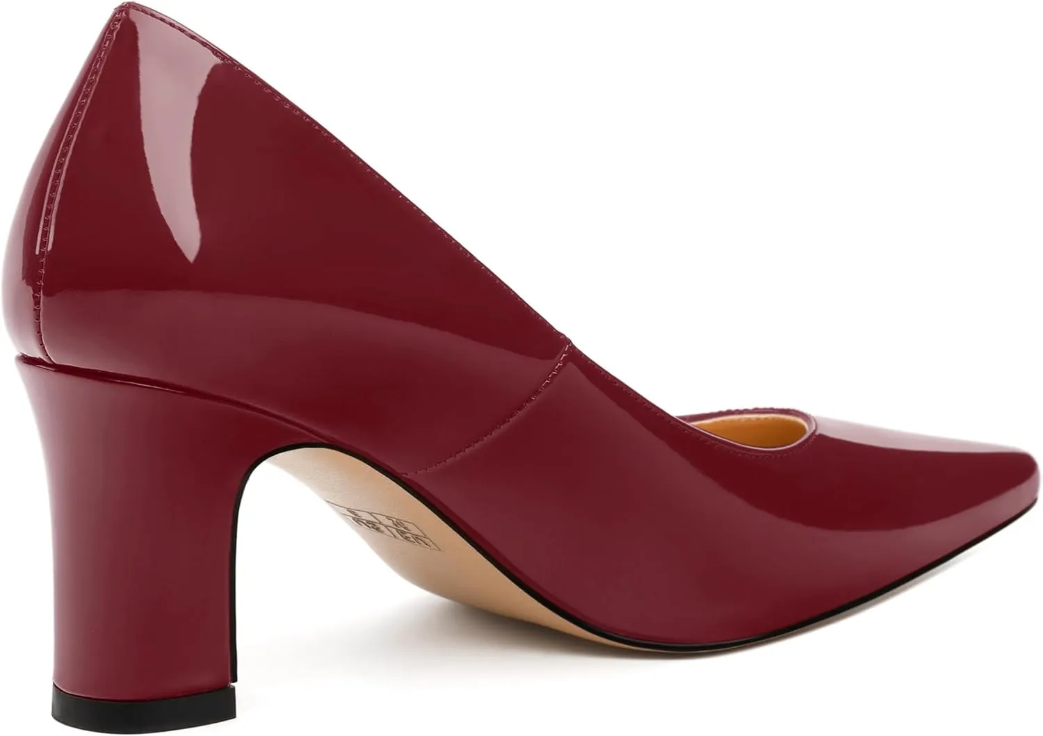 Women's Pumps, Pointed Closed Toe Mid Heels, Slip On Patent Shoes for Working Partying Wedding