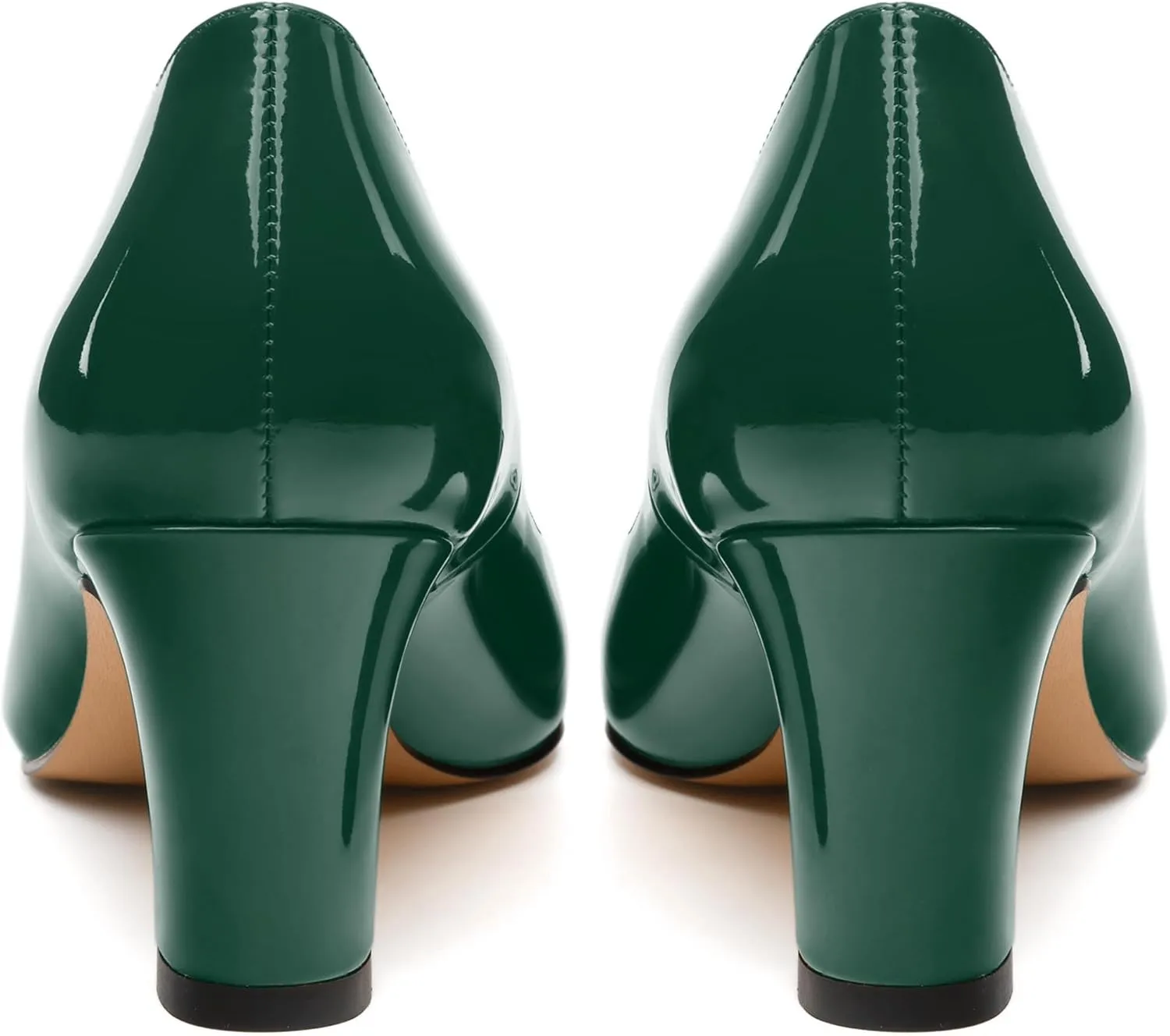 Women's Pumps, Pointed Closed Toe Mid Heels, Slip On Patent Shoes for Working Partying Wedding