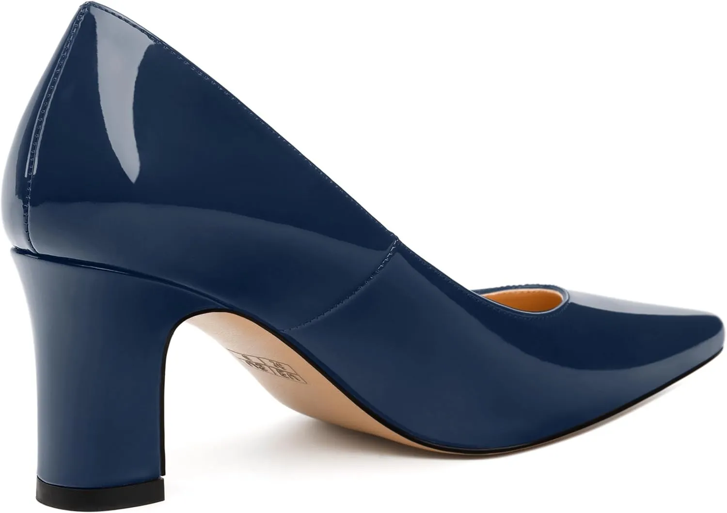 Women's Pumps, Pointed Closed Toe Mid Heels, Slip On Patent Shoes for Working Partying Wedding