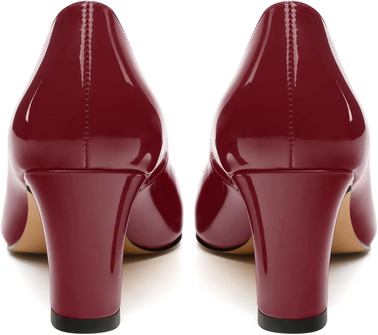 Women's Pumps, Pointed Closed Toe Mid Heels, Slip On Patent Shoes for Working Partying Wedding