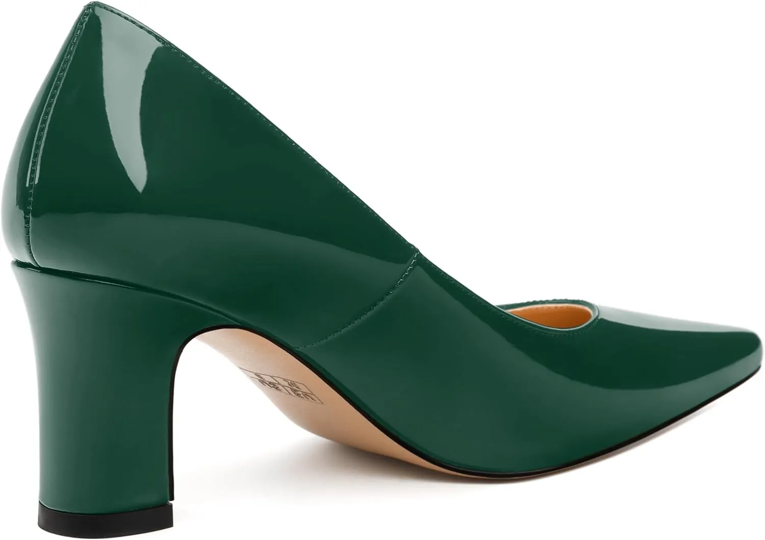 Women's Pumps, Pointed Closed Toe Mid Heels, Slip On Patent Shoes for Working Partying Wedding