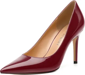 Women's Pumps, Pointed Toe Slip On High Heels, Fashion Solid Patent High Heel Shoes for Women