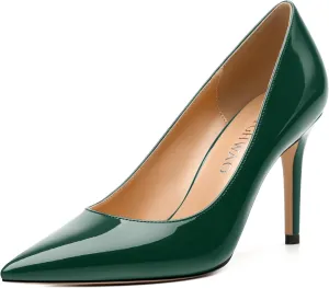 Women's Pumps, Pointed Toe Slip On High Heels, Fashion Solid Patent High Heel Shoes for Women