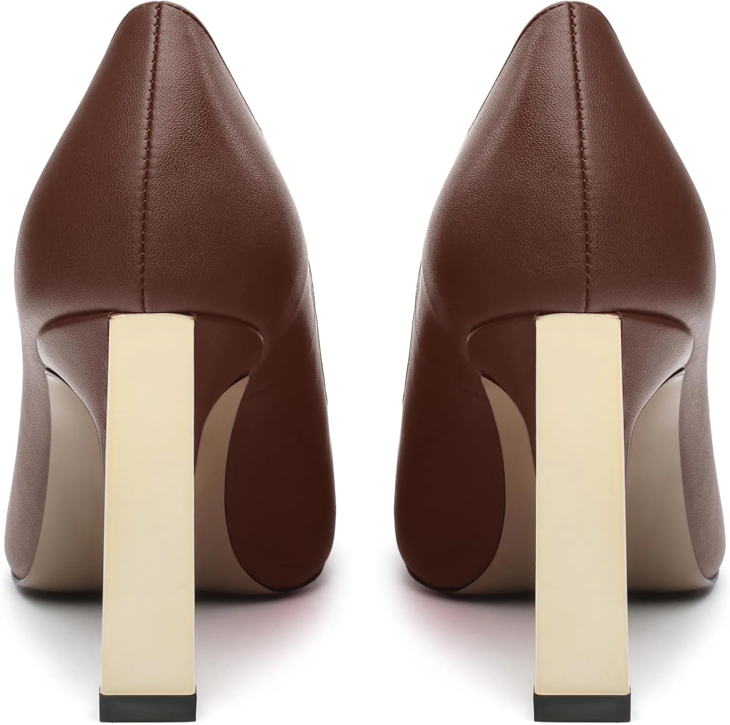 Women's Pumps, Square Toe Chunky High Heels, Slip On Fashion Two Toned Patchwork Womens Shoes for Office Wedding Party
