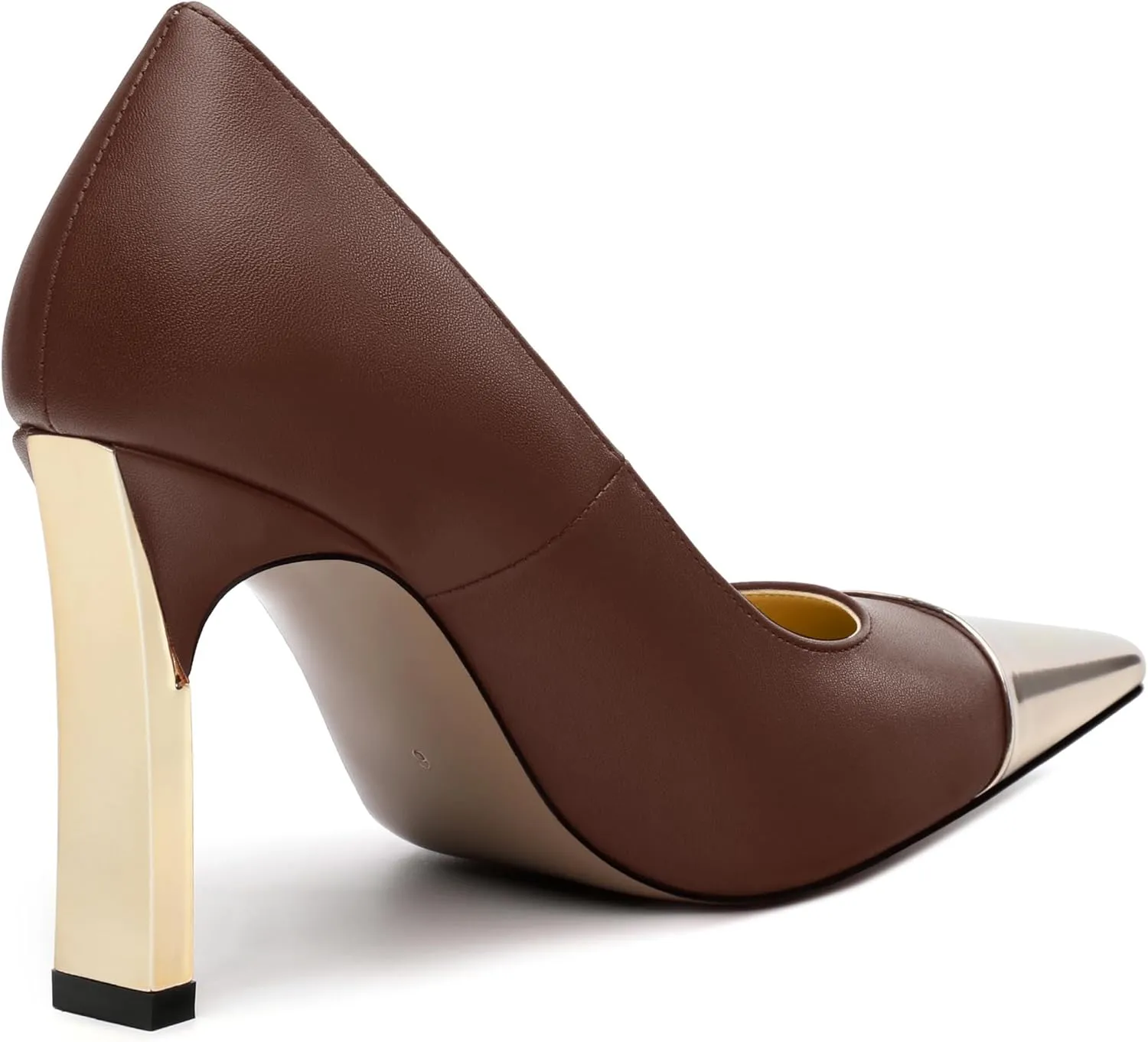 Women's Pumps, Square Toe Chunky High Heels, Slip On Fashion Two Toned Patchwork Womens Shoes for Office Wedding Party