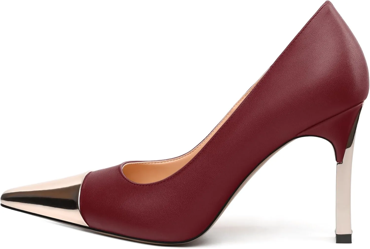 Women's Pumps, Square Toe Chunky High Heels, Slip On Fashion Two Toned Patchwork Womens Shoes for Office Wedding Party