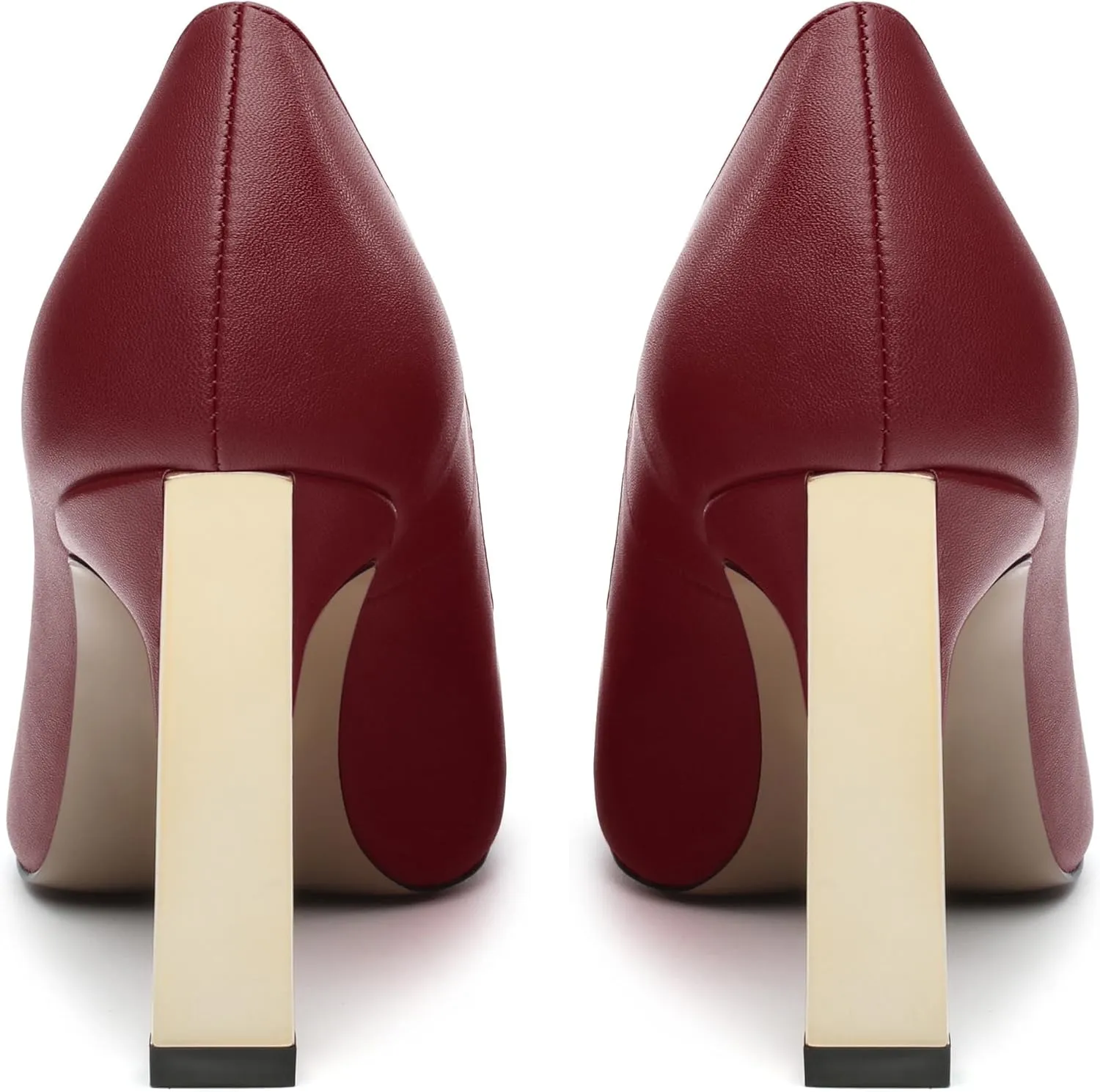 Women's Pumps, Square Toe Chunky High Heels, Slip On Fashion Two Toned Patchwork Womens Shoes for Office Wedding Party