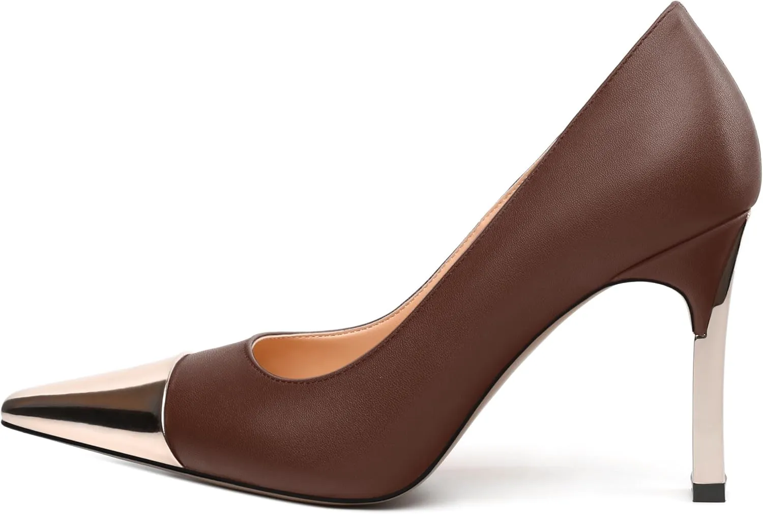 Women's Pumps, Square Toe Chunky High Heels, Slip On Fashion Two Toned Patchwork Womens Shoes for Office Wedding Party