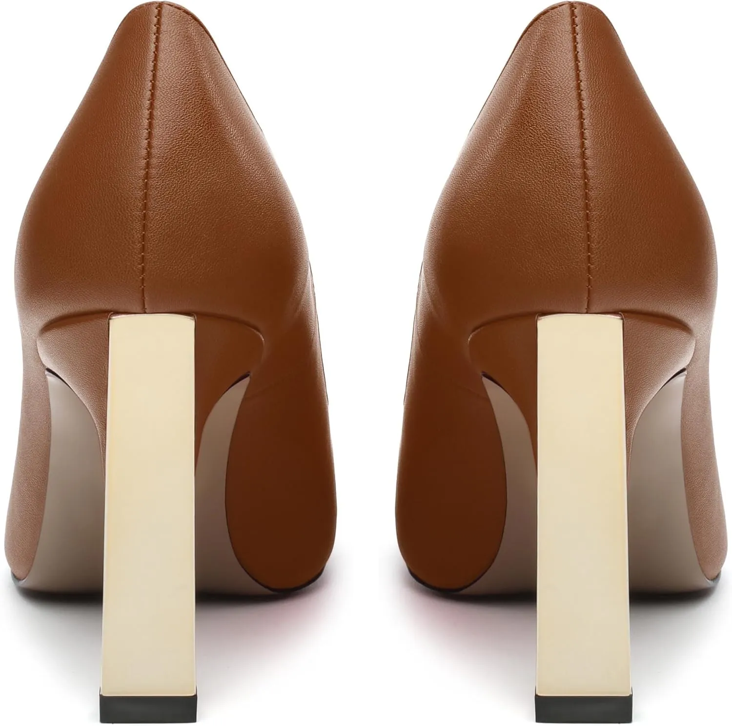 Women's Pumps, Square Toe Chunky High Heels, Slip On Fashion Two Toned Patchwork Womens Shoes for Office Wedding Party
