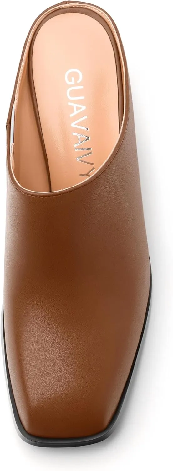 Women's Sandals, Square Closed Toe Mid Heels, Slip On Fashion Solid Matte Heeled Sandal for Daily Working Dating