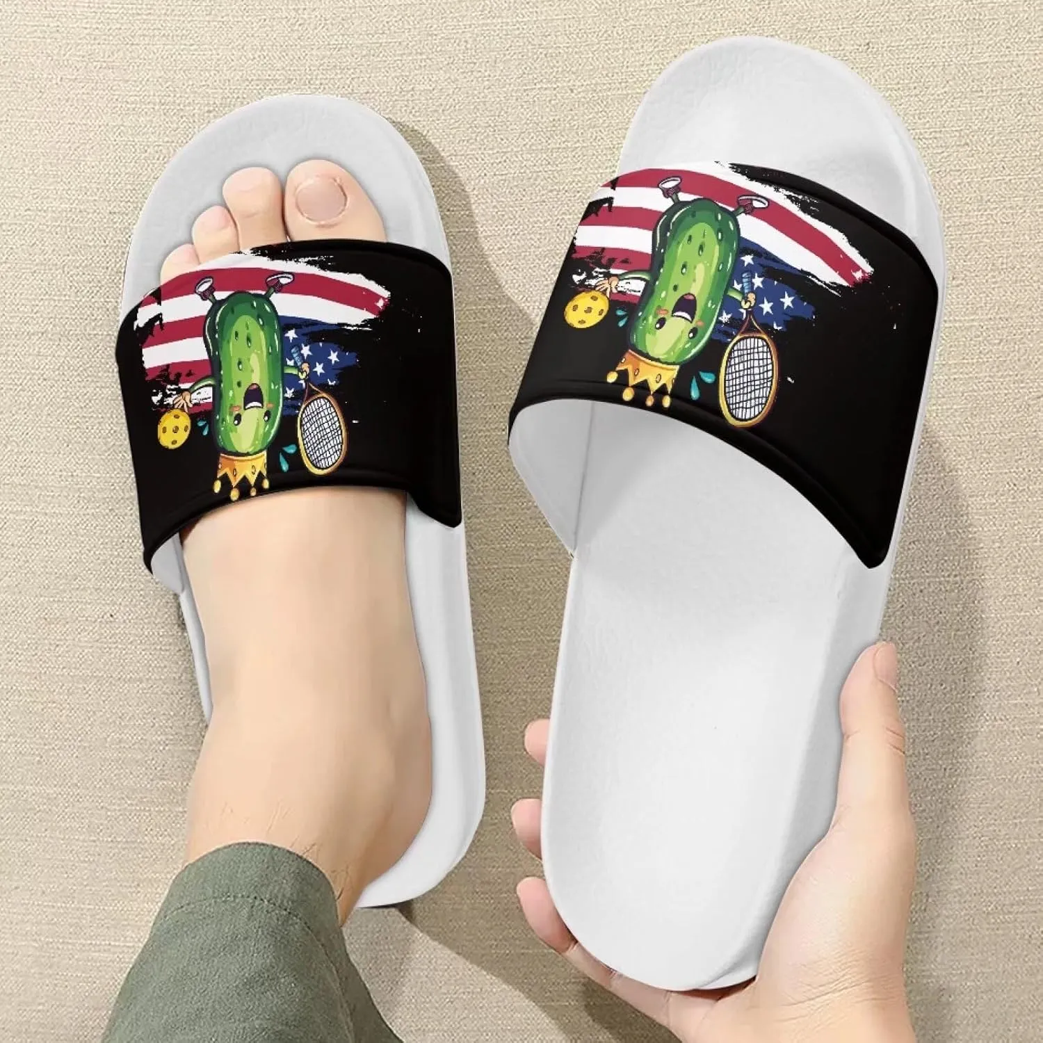Women's Shower Shoes Fashion Non-Slip Bathroom Bedroom Sandals Slip On House Slides Lightweight Indoor Outdoor Sandals SizeUS 6-13.5