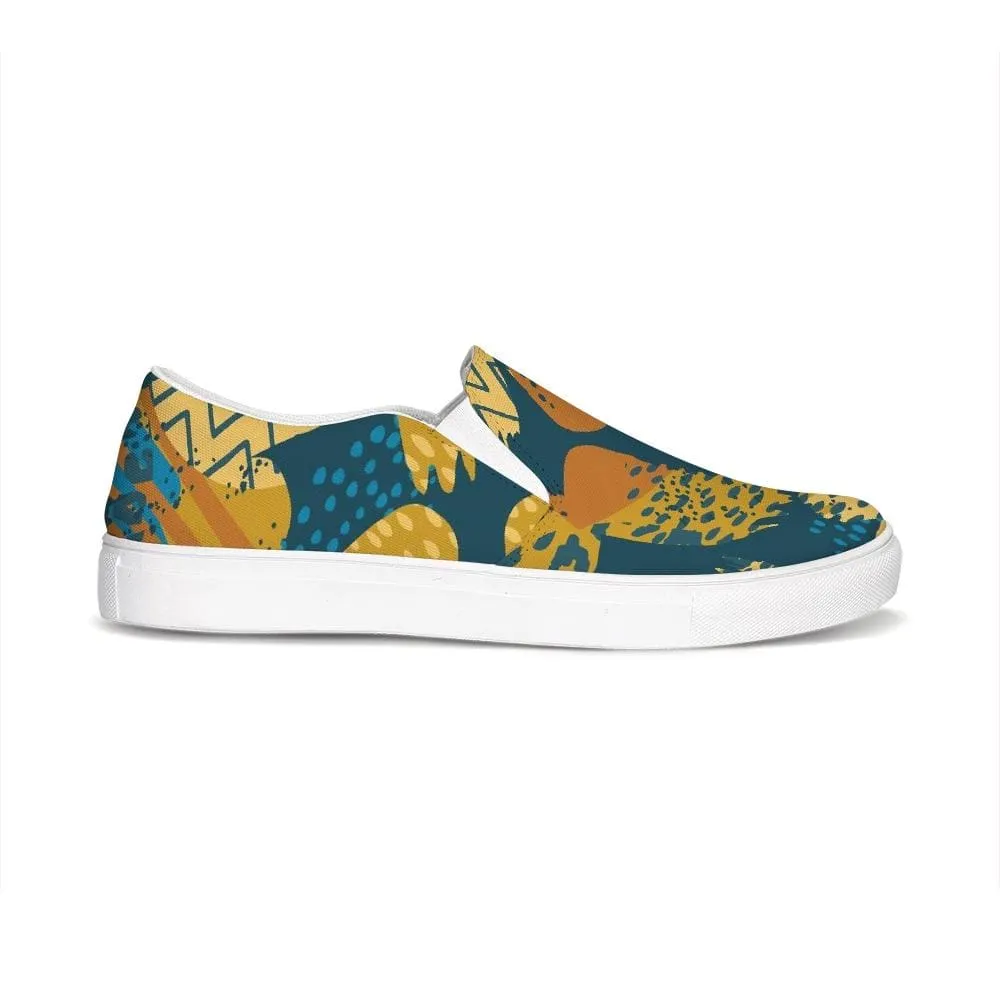 Womens Sneakers / Slip on Sports Shoes - Blue and Beige - S768585 by inQue.Style