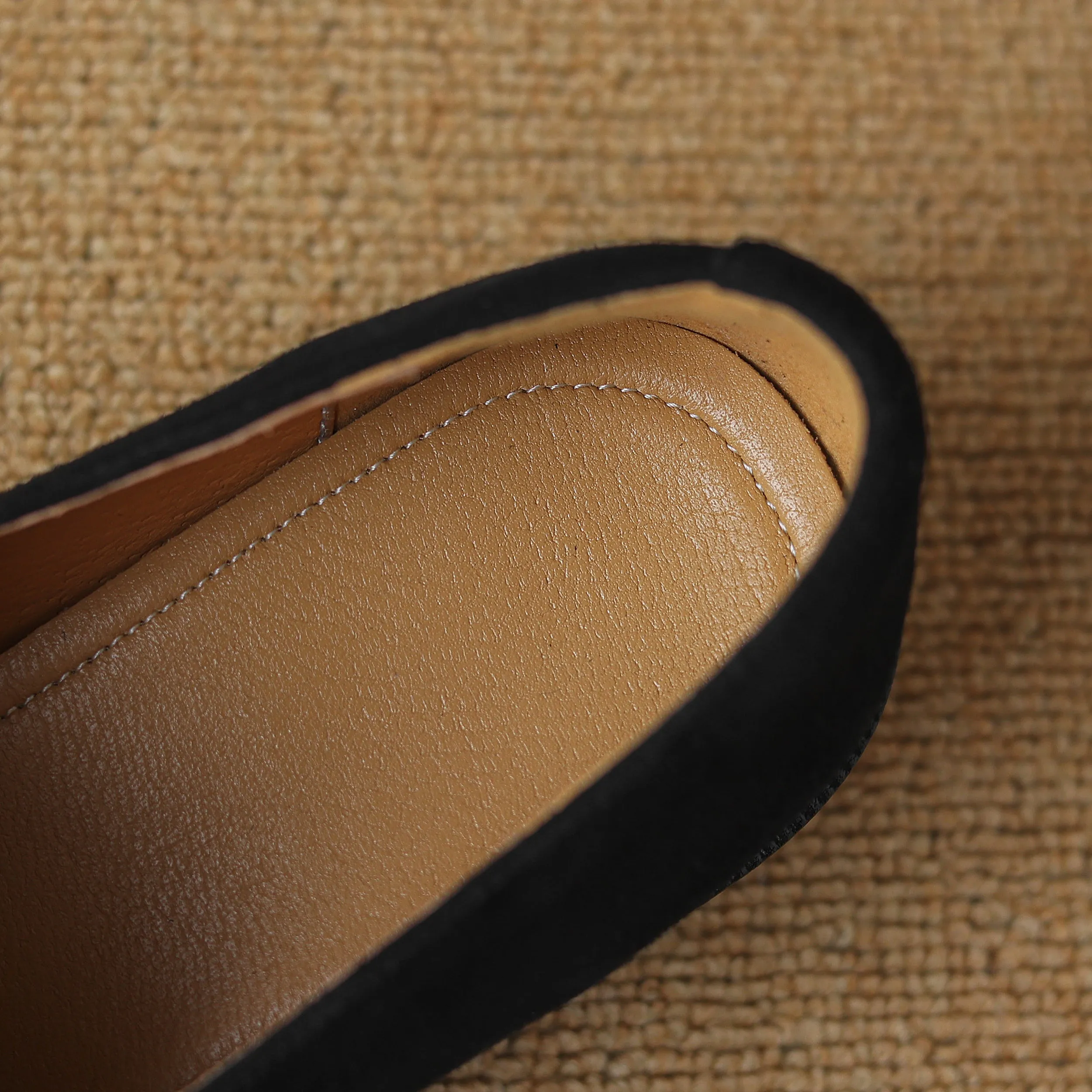 Women's Suede Handmade Block Low Heeled Penny Loafers
