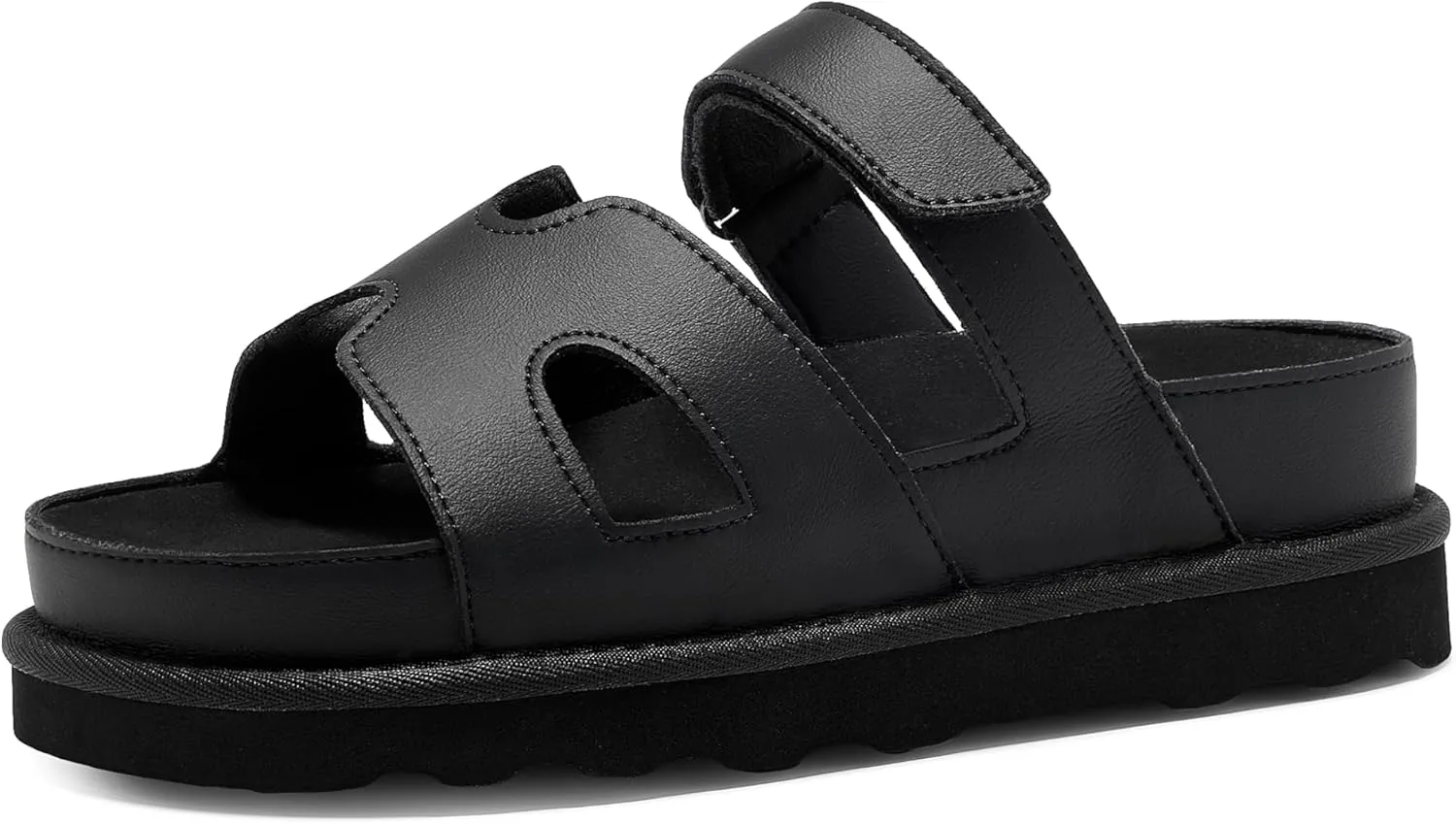 Women's Thick Platform Slide Sandals anti-slip Sole Open Toe Strap Summer Flats Shoes