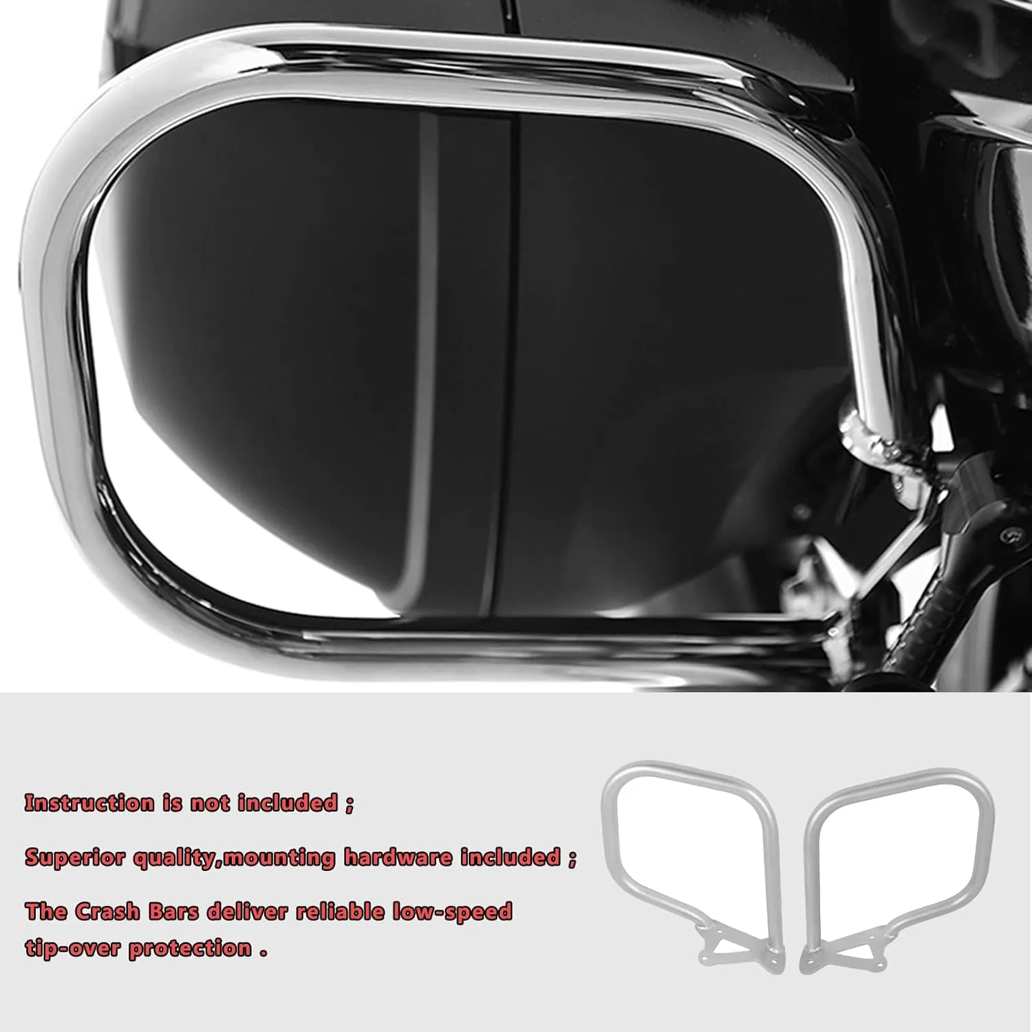 Worldmotop for K1600GT K1600GTL Saddlebag Guard Crash Bars Engine Guard Protector compatible with BMW K1600GT K1600GTL 2011-2022 Highway Bars Protector (Rear)