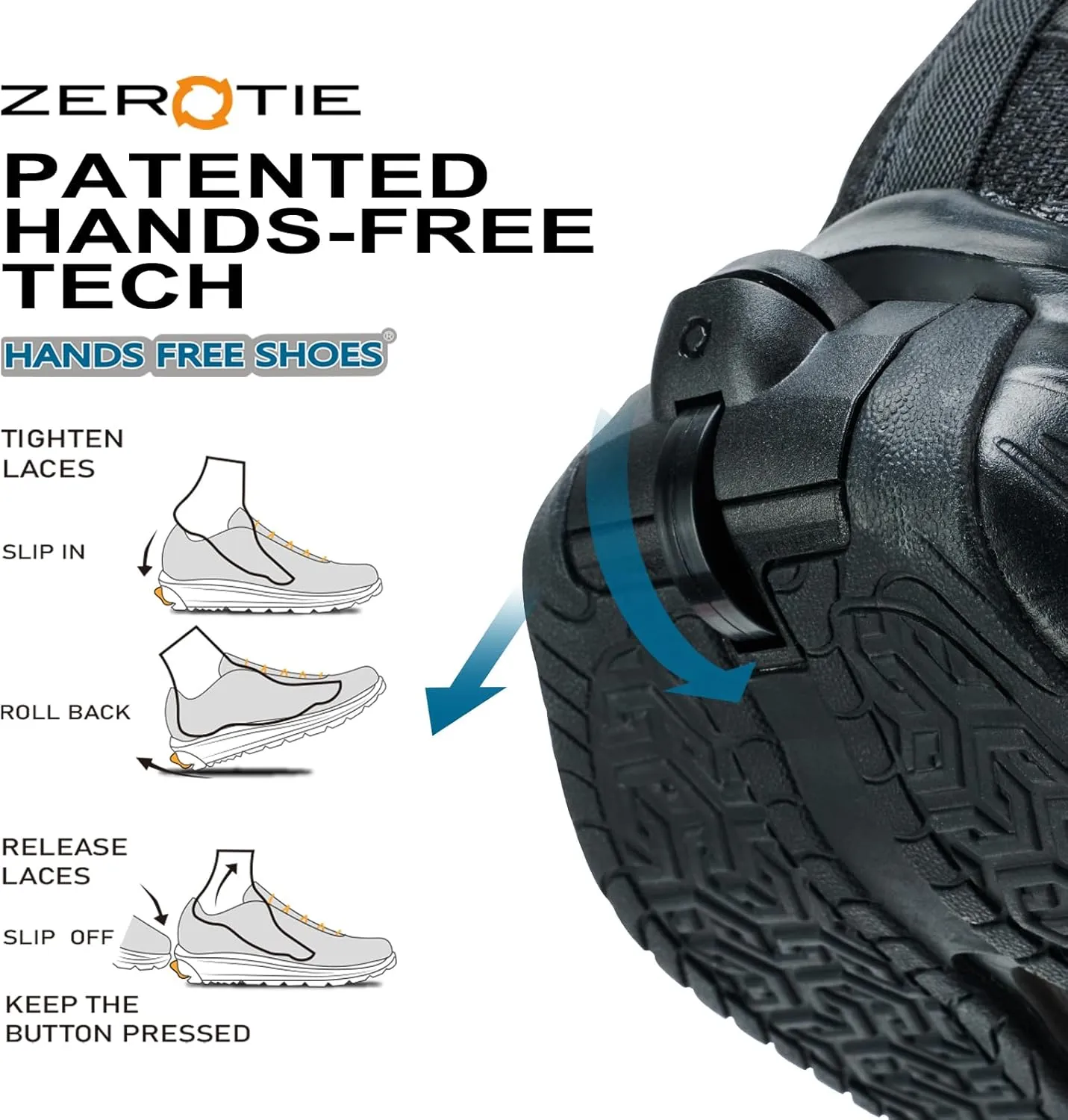 World's First Adjustable Hands Free Shoes for Women Men – Self Lacing Walking Shoes with Innovative Design, No-Tie Laces, No-Bend Convenience, Slip on & Slide & Go