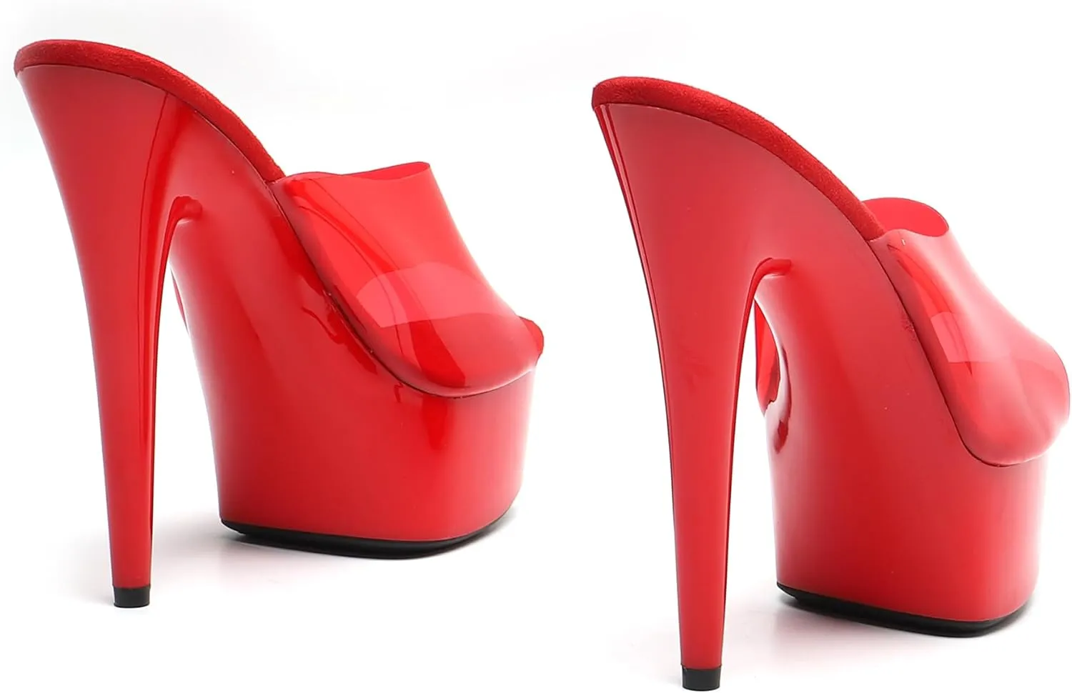 WUXIN H&P Women's 6in Platform High Heels Sexy Stiletto Pole Dance Exotic Sandal Shoes, 15cm Open Toe Transparent Strap Comfortable Dress Shoes Slip on Mules