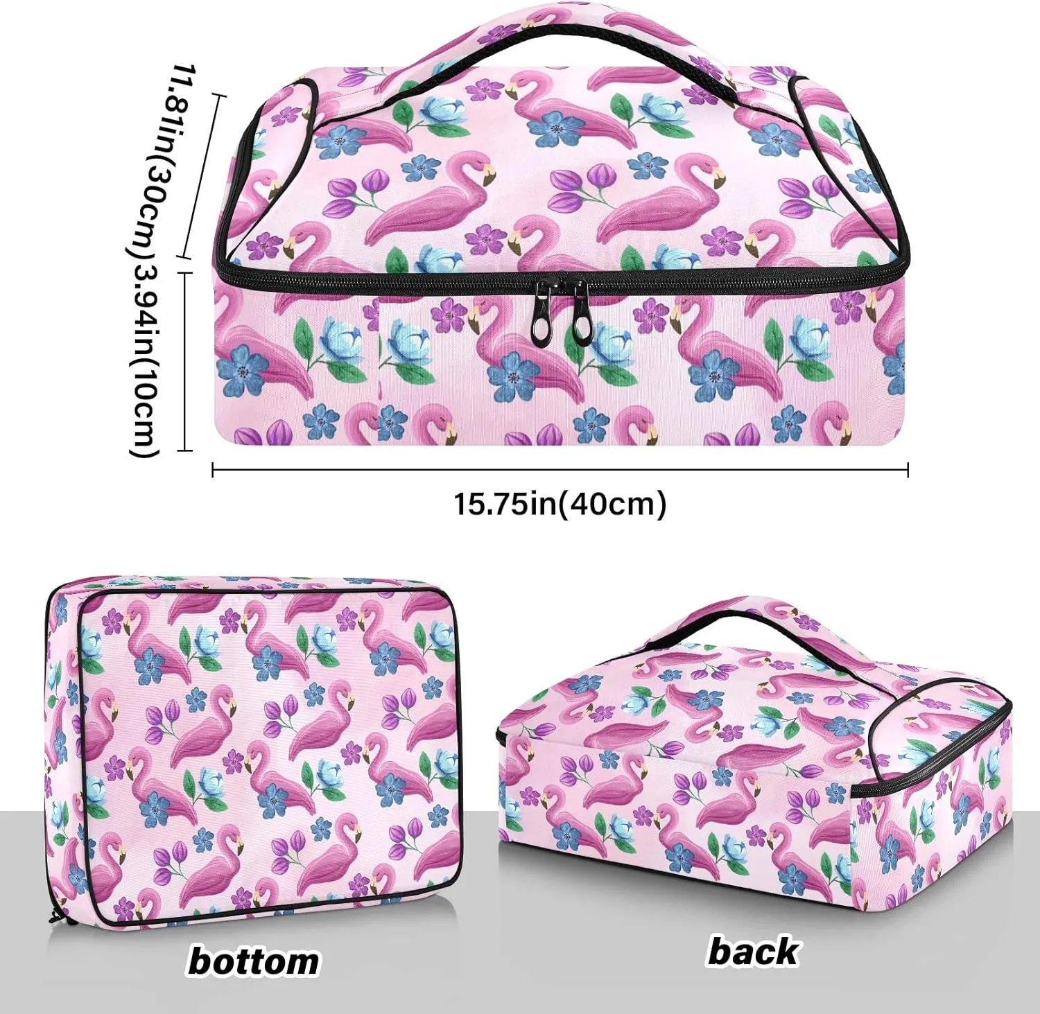 xigua Flamingo Casserole Dish Carrier, Portable Leakproof Insulated Casserole Carrier for Hot or Cold Food, Travel, Party, Picnic